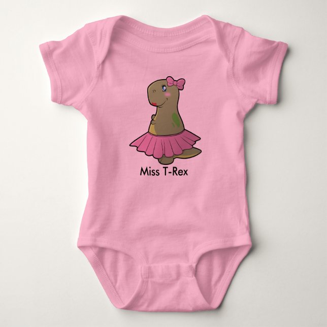 Body Para Bebê Senhorita T-Rex Bodysuit Tutu do dinossauro do (Frente)
