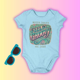Body Para Bebê Sentindo Groovy Retro Anos 70 Vintage Psicodélico 