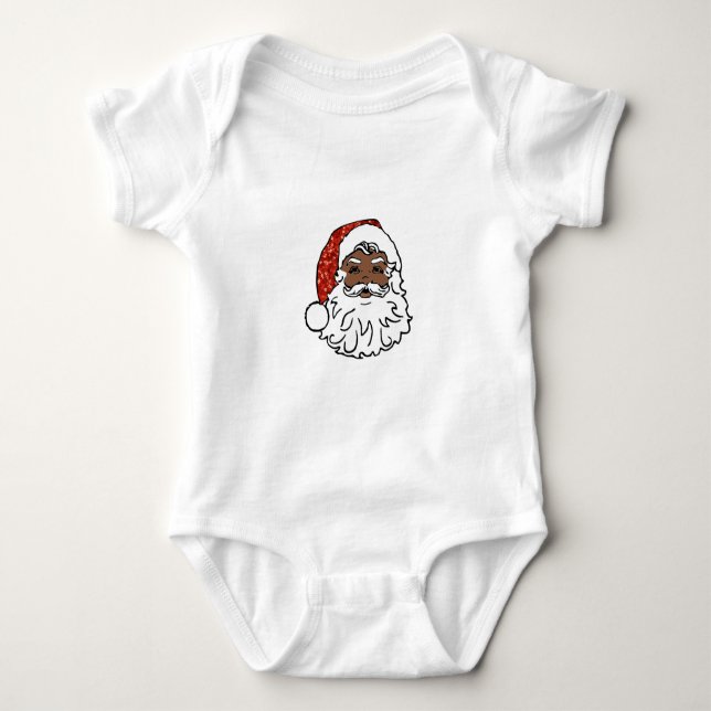 Body Para Bebê sequências de preto santa claus (Frente)