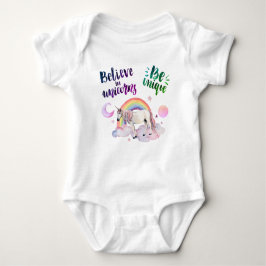 Body Para Bebê Ser Único Girly Moon Unicorns Rainbow