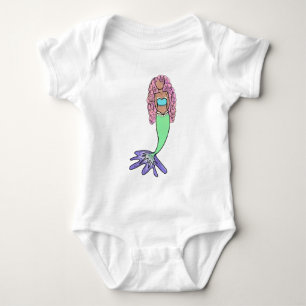 Body Para Bebê sereia arco-íris rosa azul roxo verde preto encara