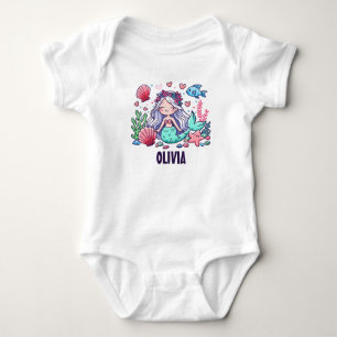 Body Para Bebê Sereia de desenho animado fofo personalizado