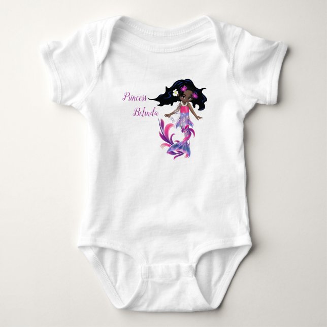 Body Para Bebê Sereia Mágica Rosa Espiralada (Frente)