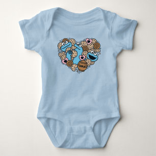 Body Para Bebê Sésamo Sésamo Cookie Monster Doodle Heart