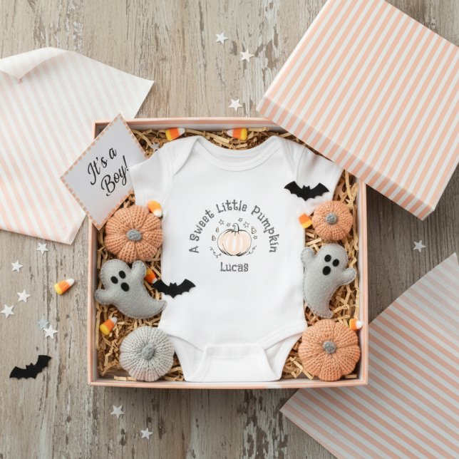 Body Para Bebê Sexo Bonito Neutro Suave Pumpkin (Cute Little Pumpkin Halloween Baby Shower Gift for Mother to Be. Gender Neutral Watercolor Pumpkin)