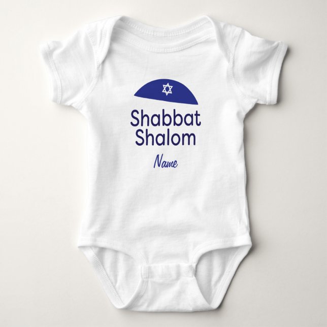 Body Para Bebê Shabbat Shalom T-Shirt (Frente)