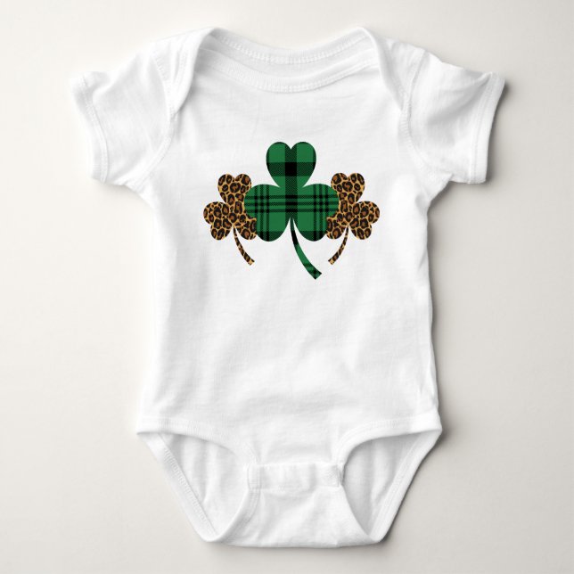 Body Para Bebê Shamrock Green Buffalo Xadrez Padrão Leopard Impre (Frente)