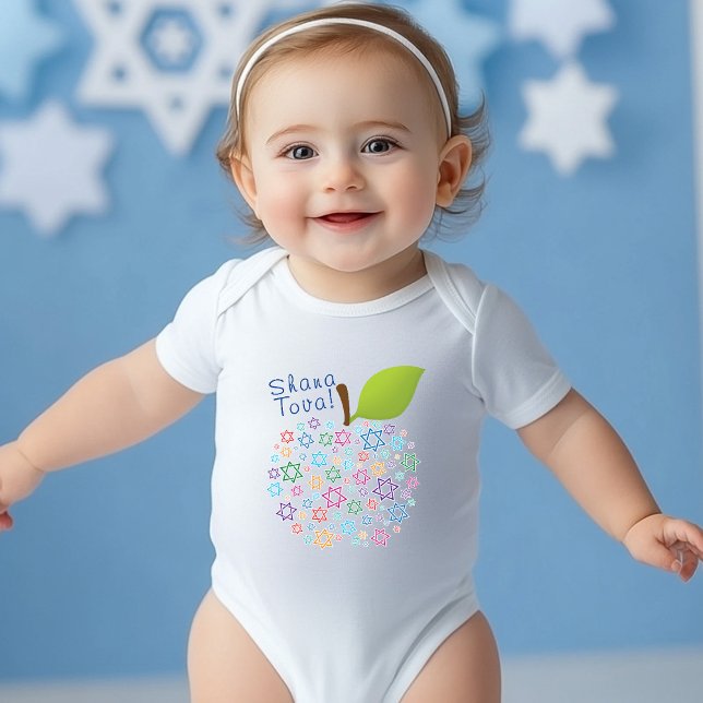 Body Para Bebê 🍯 🍎 🐟 Shana Tova! Feliz ano novo (🍯 🍎🐟 Shana Tova! Happy New Year Baby Bodysuit)