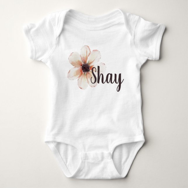 Body Para Bebê Shay Name Baby Girls Reveal Newborn Flower (Frente)