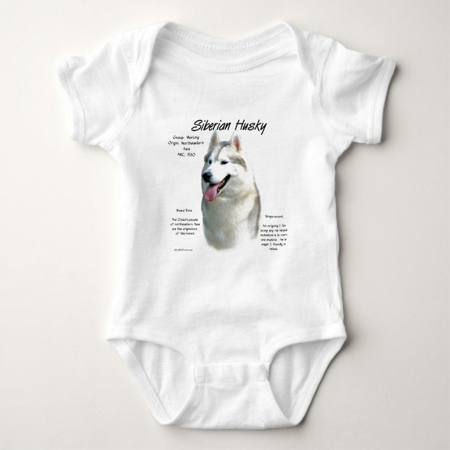 Body Para Bebê Siberian Husky History Design (Frente)