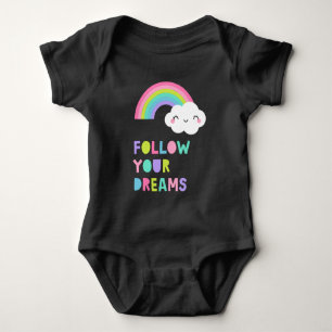 Body Para Bebê Siga os seus sonhos, sua nuvem de arco-íris