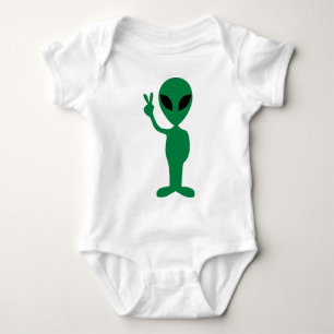 Body Para Bebê Silhouette Alienígena de Homem Verde da Paz