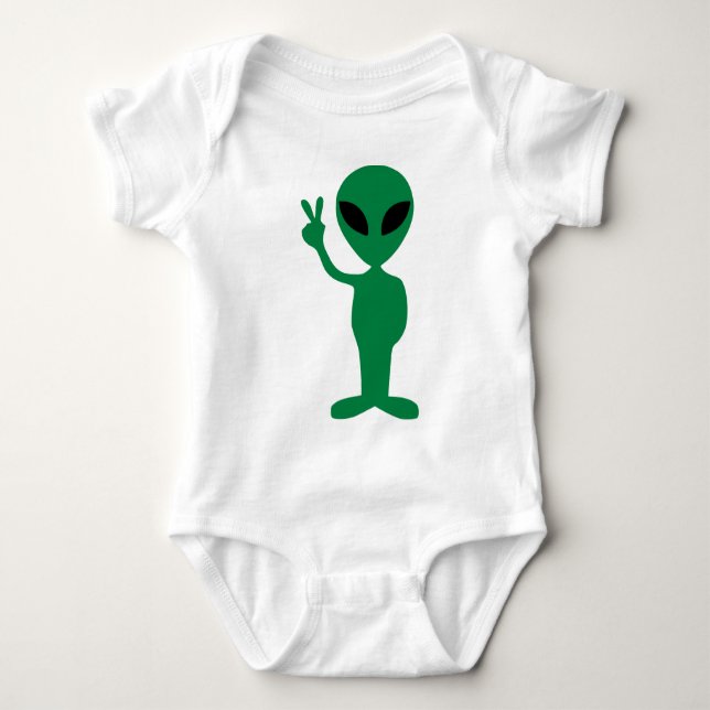 Body Para Bebê Silhouette Alienígena de Homem Verde da Paz (Frente)