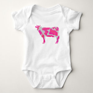 Body Para Bebê Silhueta branca e rosa-vaca