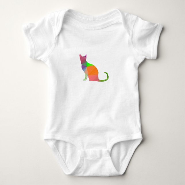 Body Para Bebê Silhueta de Gato Low Poly (Frente)
