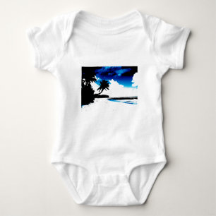 Body Para Bebê Silhueta de palmeira azul preto branco
