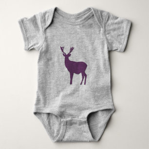 Body Para Bebê Silhueta de veado Caramelo roxo Simples elegante