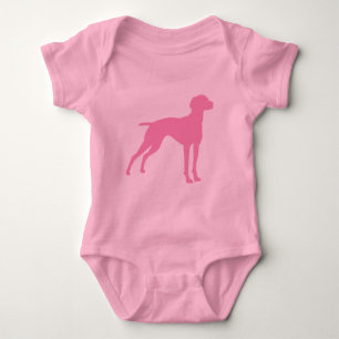 Body Para Bebê Silhueta do cão de Vizsla (rosa)