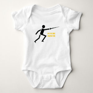 Body Para Bebê Silhueta futura do preto do esgrimista que cerca o