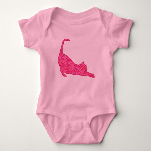 Body Para Bebê Silhueta Gato Esticada em Fúchsia - Batik Rosa