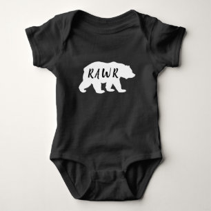 Body Para Bebê Silhueta Rawr do urso preto & branco