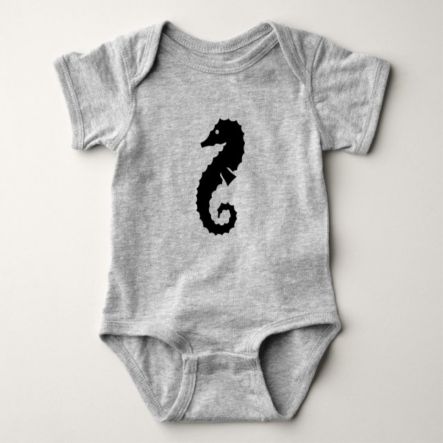 Body Para Bebê silhueta SEAHORSE náutica (Frente)