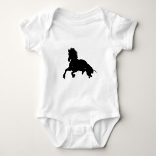Body Para Bebê Silhuette de Cavalo Branco Negro Corrente