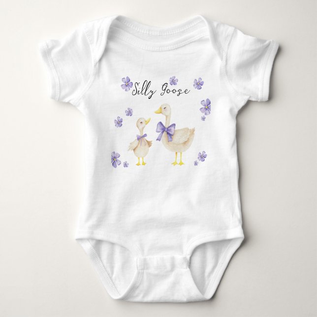 Body Para Bebê Silly Goose Baby Shower  (Frente)