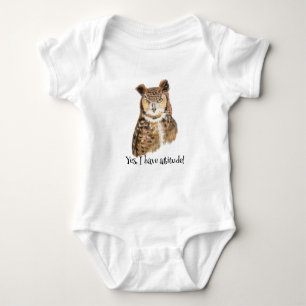 Body Para Bebê Sim, Tenho Atitude! Citando Arte para Coruja Amant