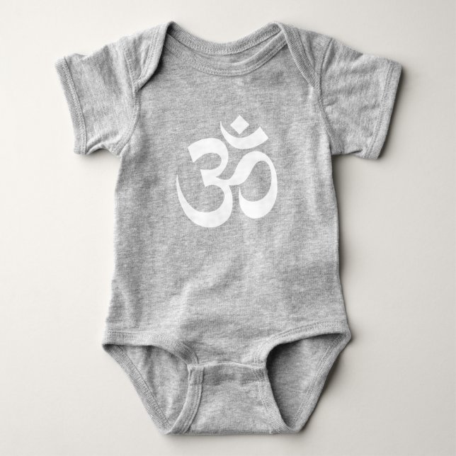 Body Para Bebê Símbolo budista hindu Om branco Yoga (Frente)