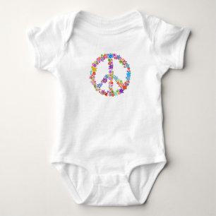 Body Para Bebê Símbolo de paz, Design de força colorida