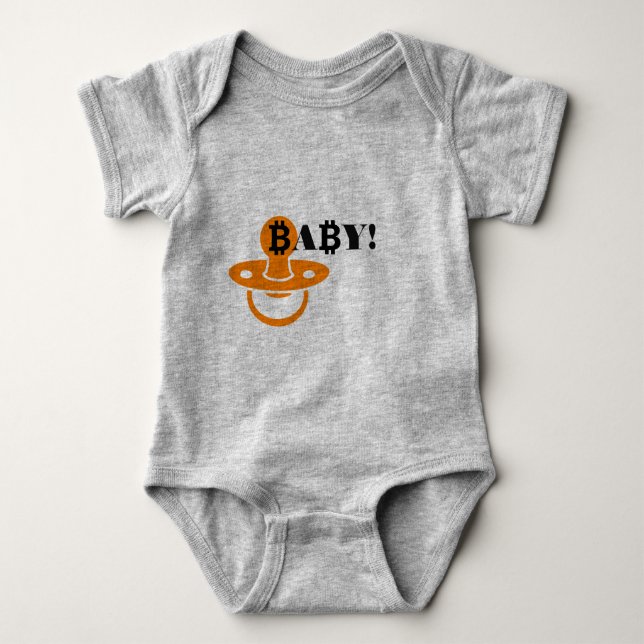 Body Para Bebê Símbolo do bebê/bitcoin + pacifier, (Frente)
