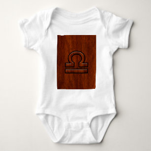 Body Para Bebê Símbolo do zodíaco do Libra no mogno