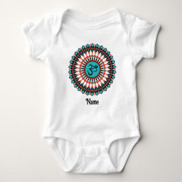 Body Para Bebê Símbolo Espiritual Mandala Om Turquesa Personaliza