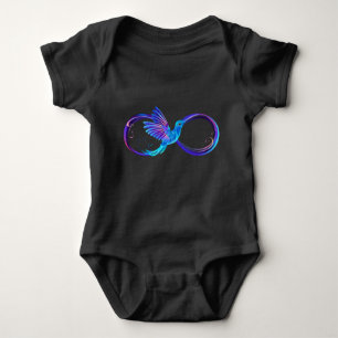 Body Para Bebê Símbolo Neon Infinity com Hummingbird brilhante