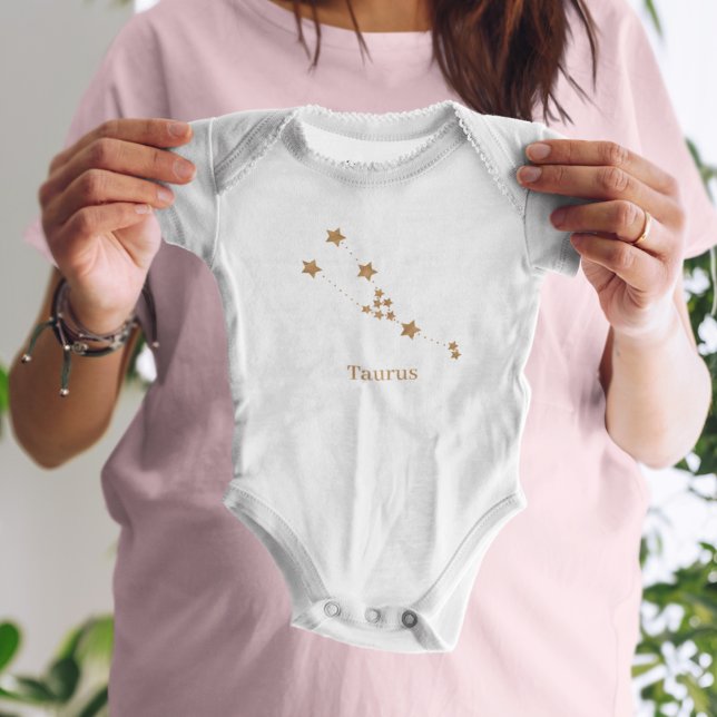 Body Para Bebê Símbolo Zodiac Moderno Taurus Dourado | Elemento T (Criador carregado)