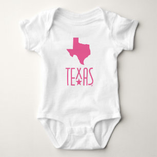 Body Para Bebê Símbolos do Texas, estado do Texas, rosa