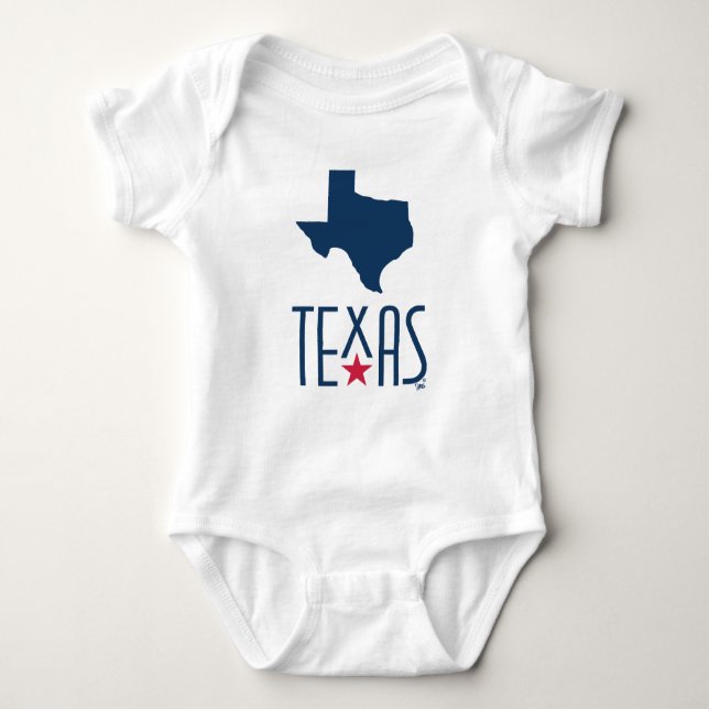 Body Para Bebê Símbolos do Texas, Texas, marinho azul (Frente)