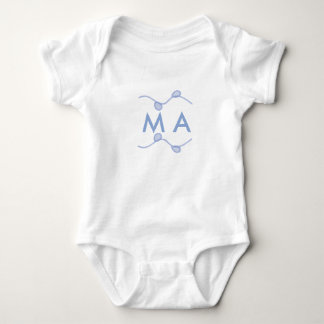 Body Para Bebê Simple monogram add your name letter blue leaf