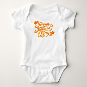 Body Para Bebê Simples Calligrafia Floral do Dia das Mães Feliz  