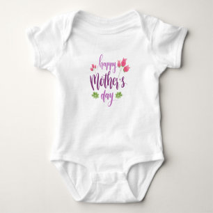 Body Para Bebê Simples Dia de as mães Feliz Floral   Roupa