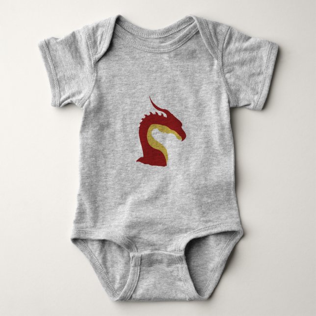 Body Para Bebê Simples emblema do dragão da Fantasia Vermelho e A (Frente)