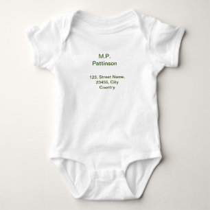 Body Para Bebê Simples minimal verde adicione seu texto nome foto