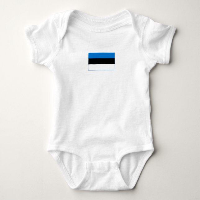 Body Para Bebê Simples Moderno Estônia Bandeira Nacional Presente (Frente)