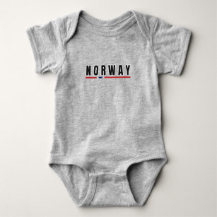 Body Para Bebê Simples Moderno Norwegal - Letra Norueguesa Flag S