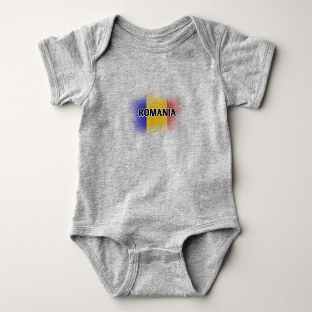 Body Para Bebê Simples Moderno Romênia - Letra Flag Souvenir (Frente)