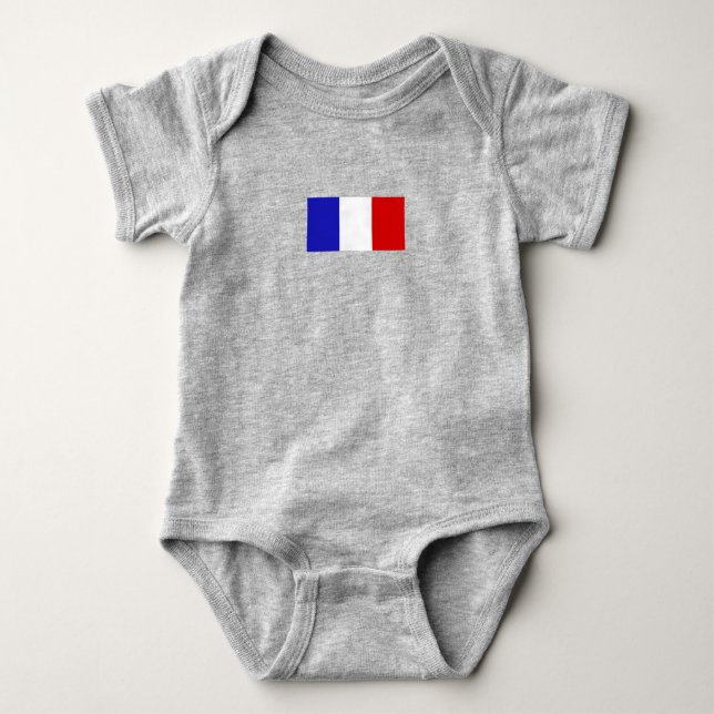 Body Para Bebê Simples Moderno Roupa de Bandeira Nacional da Fran (Frente)