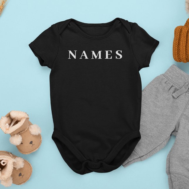 Body Para Bebê Simples Preto Personalizado Adicionar Seu Nome Ele (Criador carregado)