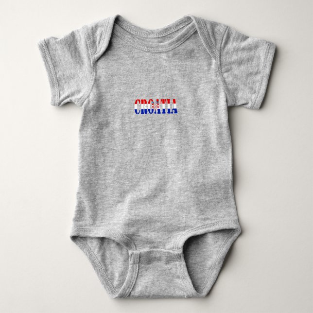 Body Para Bebê Simples Roupa de Bandeira Nacional da Croácia Mode (Frente)