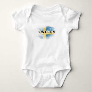 Body Para Bebê Simples Suecia Moderna Bandeira Sueca Souvenir